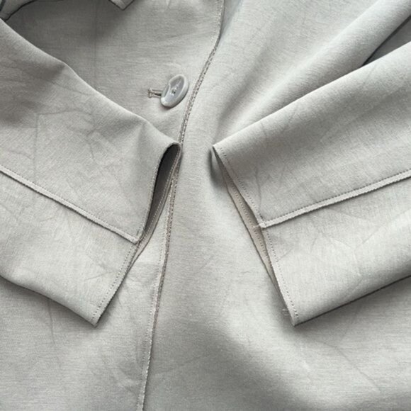 Maison d'Amélie Paris Blazer Womens L Beige Nylon Rayon Button Work Lightweight - Picture 5 of 8